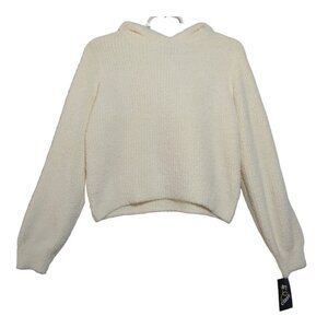 Women's Cozy Art Class Recycled Polyester Cream Hooded Sweater, XXL (18), NWT